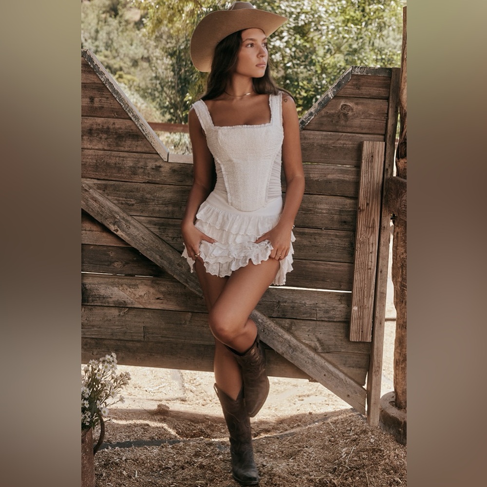 NWT House Of CB Catalina Broderie Anglais Corset White Size Small